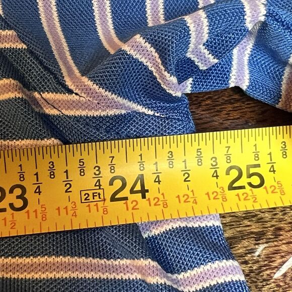 Peter Millar Polo Shirt Mens L Summer Comfort Blue Striped Short Sleeve Stretch - Picture 5 of 6